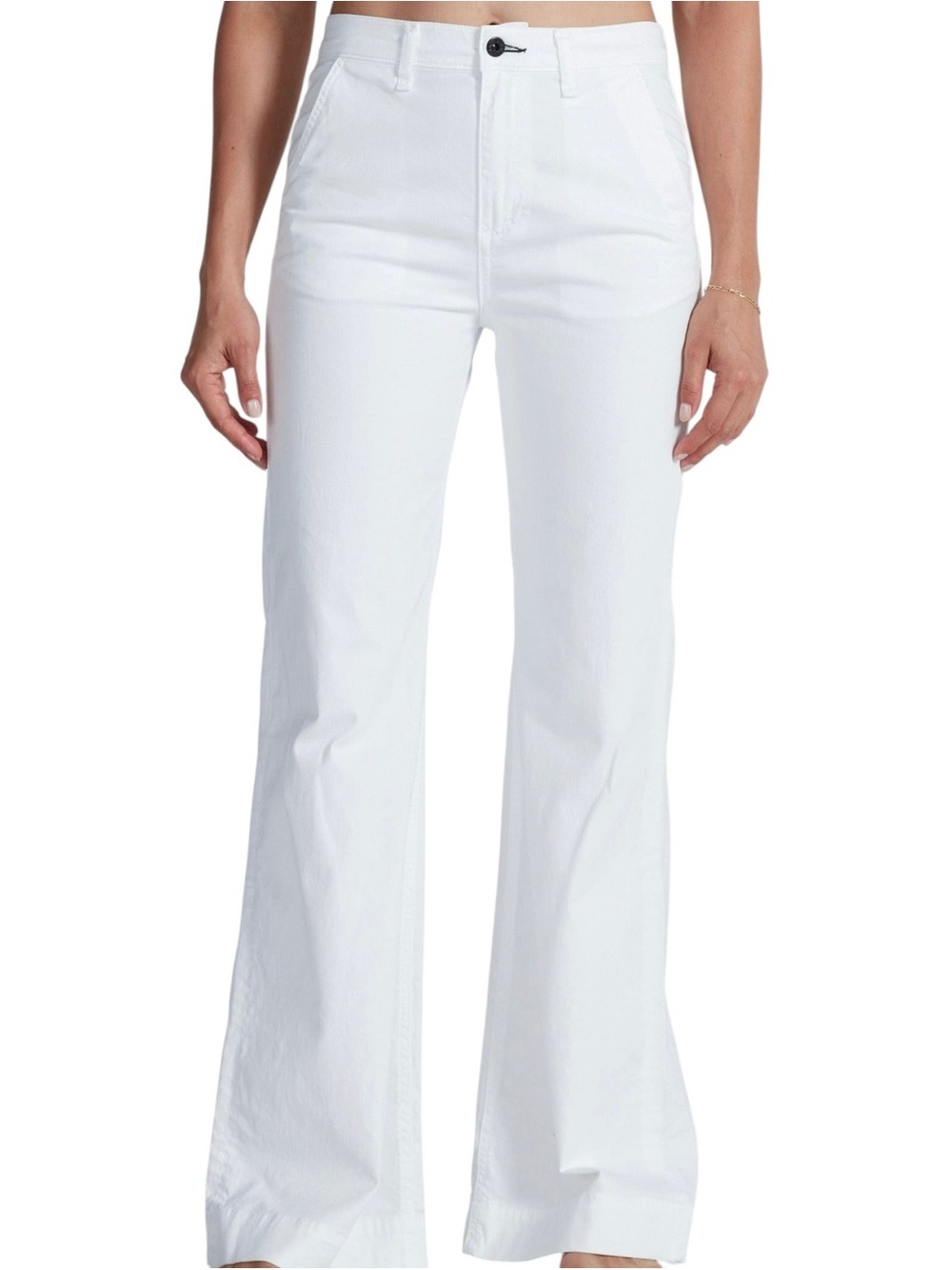 ASKK NY Twill High-Rise Wide-Leg Full-Length Trousers Pants, Size 28 (6)